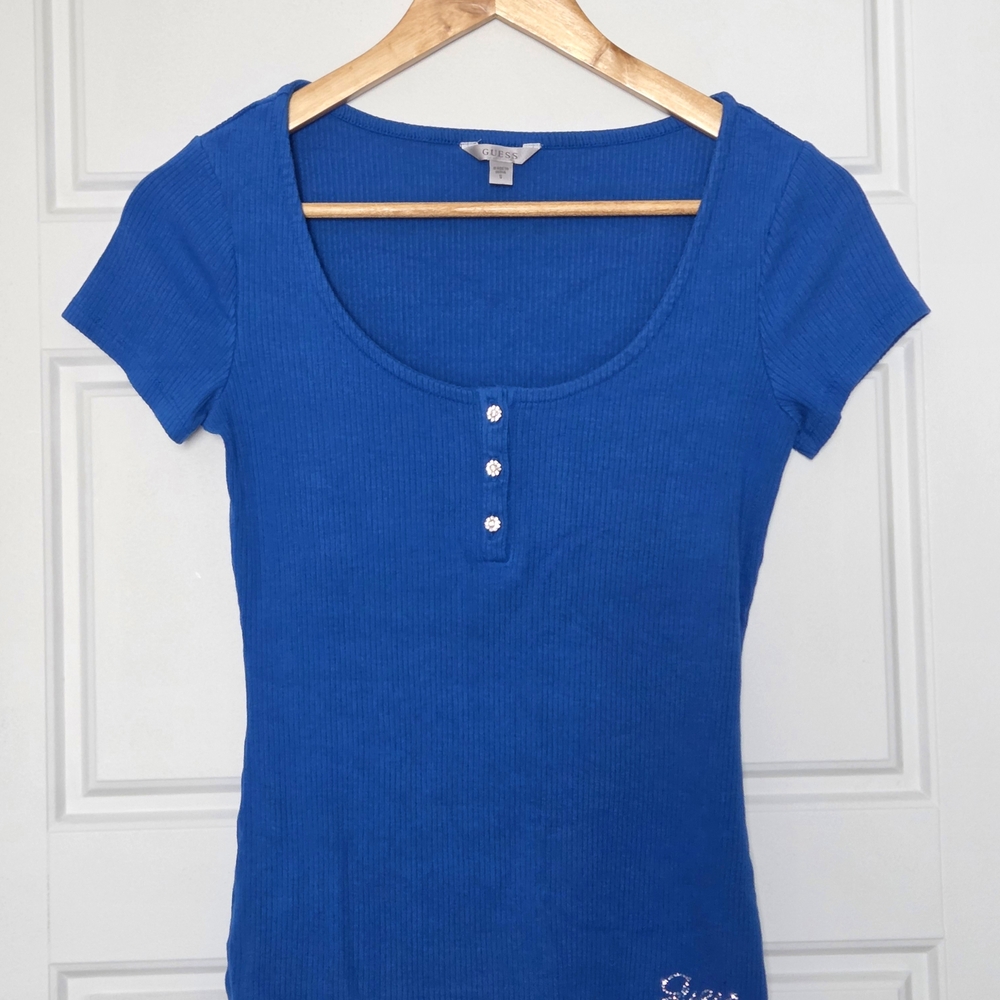 Elegant Guess Royal Blue Short Sleeve Tee